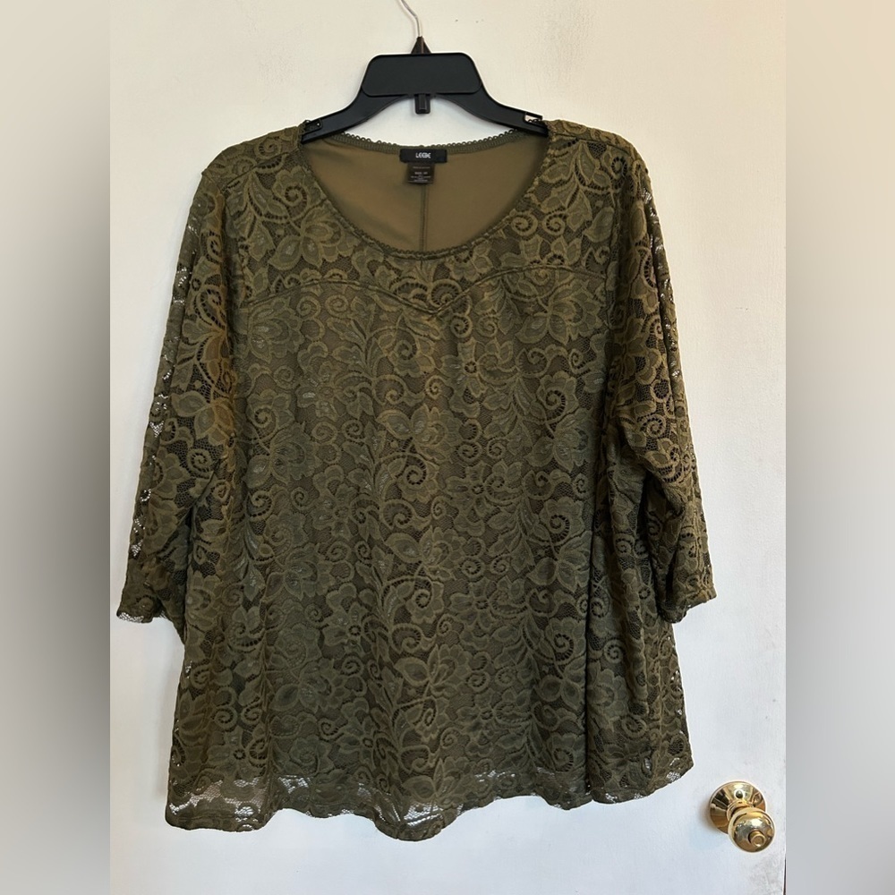 LEEBE Women's Plus Size Lace Top 3X